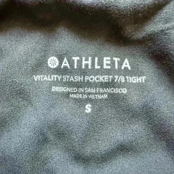 Athleta Vitality Mesh Inset 7/8 Stash Leggings High Rise Black Size Small - Picture 2 of 4